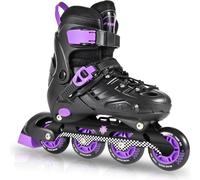Patines en línea Ajustables para niñas niños, Patines en línea para jóvenes Grandes Principiantes Interior al Aire Libre Jugando (Negro y Violeta, M)