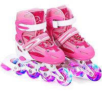 Patines en línea con Luces Que se encienden en Las Ruedas para niños y Adolescentes - Rosa - Talla S (27-32)