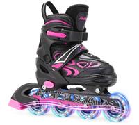 Patines en línea niña Ajustables para Mujeres niñas niños, Zapatillas de Rodillo Patines en línea con radas Luminosas hasta 4 tamaños Ajustables Patines en Rodillo (M (EU 32-36))