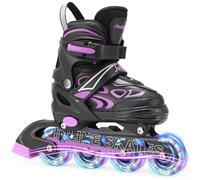 Patines en Linea niña niño, 4 tamaños Ajustables con Ruedas Que Brillan, Patines 4 Ruedas para Niños para Interiores y Exteriores (L (EU 36-40))