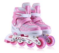 Patines en Línea para Niñas, Patines para Niñas niños Ajustables con Ruedas Luminosas para Niñas y Niños Principiantes(Rosa, M (EU32-36))