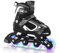 Patines en línea para Niños - 4 Tamaño Ajustables Patines para Niños Niñas Inline Patines de Rodillos para Principiantes (Negro, 32-36 EU)