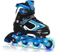 Patines en línea para Niños - 4 Tamaño Ajustables Patines para Niños Niñas Inline Patines de Rodillos para Principiantes (Azul, 37-41 EU)