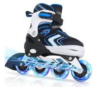 Patines en línea para niños - 4 Tamaño Patines Inline Patines de Rodillos para niñas y niños Principiante (Blue, 32-36 EU)
