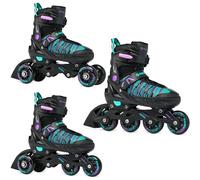Patines en línea/triskates/patinetes 3en1 Raven Cande Ajustables (Negro/Menta/Violeta, 31-35 (20,5cm-23cm))