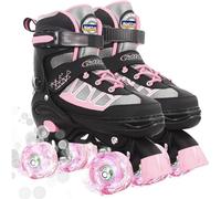 Patines infantiles para niñas, color rosa y ajustable para niños Toddler Little Kids Ages 6-12 4 5 6 7, principiantes deportes al aire libre, el mejor regalo de cumpleaños para niñas