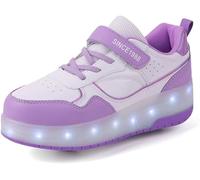 Patines Infantiles para Niñas Niños Zapatillas De Skate con 2 Ruedas Parkour Unisex Retráctiles Skate Roller Adultos Zapatillas Deportivas Walking Park (36EU,Purple)