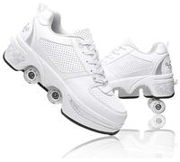 Patines Multiusos 2 En 1, Niños Skateboarding, Zapatillas con Ruedas Quad Sneakers Moda,Regalo de Cumpleaños Niños y Niñas