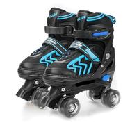 Patines para Niños Patines Roller Quad Ajustables con Ruedas Luminosas para Niñas y Niños Principiantes (Azul, S (28-32 EU))