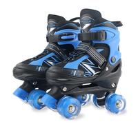 Patines para niños y niñas, Ajustables en 4 tamaños para niños y Principiantes con Ruedas iluminadas, Patines de Ruedas Negro y Azul para Deportes (Grande_36-40 EU)