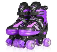 Patines para niños y niñas, Ajustables en 4 tamaños para niños y Principiantes con Ruedas iluminadas, Patines de Ruedas Negro y Blanco para Deportes (Pequeño_28-32 EU)
