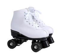 Patines retro de cuatro ruedas para adultos y niños, zapatos deportivos al aire libre para hombres y mujeres, patines de cuatro ruedas de doble fila (blanco + rueda negra, 43 EU)
