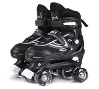 Patines Unicornio para Niñas Niños Patines Roller Quad Ajustables con Ruedas Luminosas para Niñas y Niños Principiantes (Black, L)