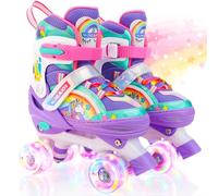 Patines Unicornio para Niños Patines Roller Quad Ajustables con 4 Ruedas ara Niñas y Niños Principiantes