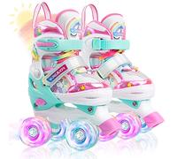 Patines Unicornio para Niños Patines Roller Quad Ajustables con Ruedas Luminosas para Niñas y Niños Principiantes