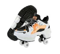 Patines Unisex | Zapatillas se Skate 2 en 1 y Zapatillas Deportivas Que se Transforman en Patines | 4 Ruedas Retráctiles Unisex de Cuatro Ruedas Extensibles de Doble Fila(35)