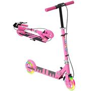 Patinete AIYAPLAY Infantil Patinete Plegable con Manillar Ajustable, 2 Ruedas Luminosas, Freno de Mano y Freno Trasero Patinete para Niños de 3 a 8 Años Rosa