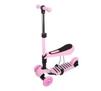 Patinete con asiento 3 en 1, 3 ruedas, bandeja antideslizante LED, patinete triciclo regulable en altura, patinete para niños de 18 meses a 8 años (rosa)