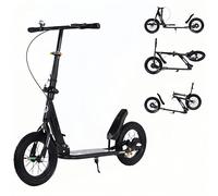 Patinete XXL Big Wheel para adultos, plegable, negro, marco de acero al carbono, capacidad de peso de 330 libras, desplazamiento urbano y transporte de niños