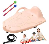 Patinete de Gimnasio con manijas, Ruedas giratorias silenciosas de 360° para Piso, para Uso en Interiores, Incluye 2 paletas, Equipo sensorial para Terapia de Autismo, Clases de educación física Pink