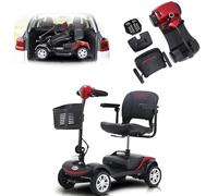 Patinete de movilidad para adultos, de 4 ruedas, 6 km/h, capacidad de carga: 120 kg, todoterreno, asiento giratorio, luz delantera, cesta y cargador incluido.,Red