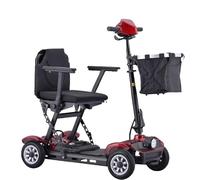 Patinete de movilidad plegable de 4 ruedas para personas mayores y adultos, capacidad de peso de 150 kg, aleación de aluminio ligera, scooter de viaje portátil para maletero de coche