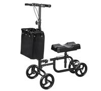 Patinete de rodilla orientable con freno de rueda trasera con freno de mano, ajustable todo terreno para lesiones de tobillo y pie roto, alternativa a muletas con bolsa de lona, color negro