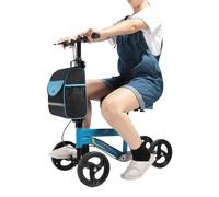 Patinete de rodilla plegable, andador de rodilla ajustable con ruedas de 8 "con bolsa de almacenamiento extraíble, fácil montaje, carga de 400 libras, bicicleta con sistema de frenado dual