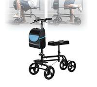 Patinete de rodilla plegable, andador de rodilla orientable ajustable con bolsa de almacenamiento, ayuda para caminar para lesiones de piernas y pies, andador con muletas para adultos, ancianos