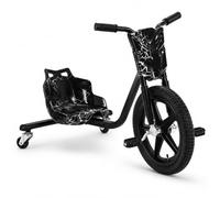 Patinete Drift para niños a partir de 6 años, 90 x 68 x 60 cm Drift Trike hasta 80 kg, 4 posiciones de longitud ajustable, rueda delantera de goma de 40 cm, ruedas traseras LED, pedal, color negro