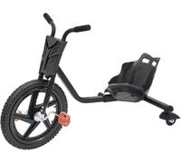 Patinete Drift para niños a partir de 6 años, 90 x 68 x 60 cm Drift Trike hasta 80 kg, 4 posiciones de longitud ajustable, rueda delantera de goma de 40 cm, ruedas traseras LED, pedal, color negro