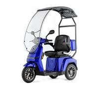 VELECO TURRIS con Capota - Dispositivo de Movilidad de 3 Ruedas - Completamente ensamblado y Listo para Usar - Luces LED - Pantalla de Alto Contraste - Alarma (Azul)