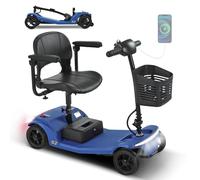 Patinete eléctrico de 4 ruedas para personas mayores, con asiento, batería extraíble de 12 Ah, capacidad de carga de 136 kg, carga USB, iluminación LED, freno electromagnético, asiento regulable en