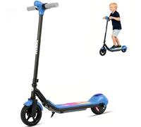 Patinete eléctrico infantil para 6 - 12 años, 120 W, 3 - 8 km autonomía, scooter eléctrico plegable, EBS garantiza una parada, máx. 14 km/h, luces LED coloridas, pantalla LED, velocidad 14 km/h (azul)