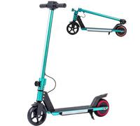 Patinete eléctrico infantil para 6 - 12 años, 150 W, 3,5 - 5 km Autonomía, Scooter eléctrico plegable, freno EBS + freno de pie, Max 14 km/h, luces LED coloridas, pantalla LED verde)