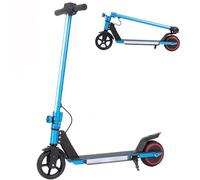 Patinete eléctrico infantil para 6 - 12 años, 150 W, 3,5 - 5 km, autonomía, scooter eléctrico plegable, freno EBS + freno de pie, máximo 14 km/h, luces LED coloridas, pantalla LED (azul)