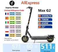 Patinete eléctrico inteligente Ninebot, Scooter con Motor de 450W, velocidad máxima de 35 KM/H, Max G2