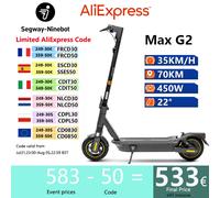 Patinete eléctrico inteligente Ninebot, Scooter con Motor de 450W, velocidad máxima de 35 KM/H, Max G2