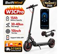 Patinete eléctrico IScooter W3CPro, 36 V, 15 Ah, autonomía de 30 km, neumáticos inflables de 10 pulgadas, freno de disco trasero, patinete eléctrico para adultos con aplicación móvil. Negro