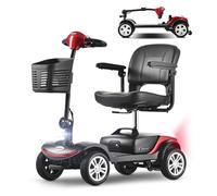 Patinete eléctrico para adultos de 136 kg, motor de 300 W, 6 km/h, sin permiso de conducir, asiento giratorio de 360° con batería extraíble, neumáticos de 9 pulgadas para apartamentos y parques (rojo)