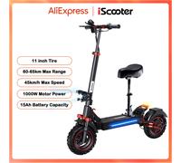 IScooter-patinete eléctrico plegable para adultos, Scooter de 11 pulgadas con asiento, 48V, 15Ah, Negro