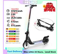 Patinete eléctrico RCB R12 para niños de 6 a 12 años, luces arcoíris, scooter eléctrico plegable de Green