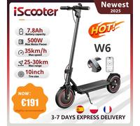 Patinete eléctrico W6 de 10 pulgadas, Motor de 500W, 36V, 7,8 Ah, rango de 25-30km, neumáticos inflables, velocidad de 35 km/h, freno de disco trasero con aplicación Negro
