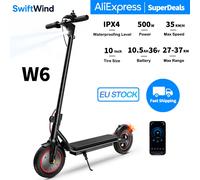 Patinete Eléctrico W6 de 10 Pulgadas, Motor de 500W, Batería de 36V 10.5Ah, Velocidad Máxima de 35km/h, Plegable, con APP, Frenos Dobles 10inch 36V10.5Ah