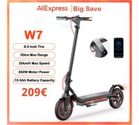 Patinete eléctrico W6 de 10 pulgadas, Motor de 500W, 36V, 7,8 Ah, rango de 25-30km, neumáticos Negro