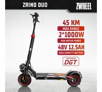 Zwheel ZRino Duo Patinete Eléctrico 10" 1000W Negro/Rojo