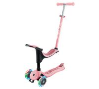 Globber - GO•UP Sporty Lights - Patinete evolutivo de 3 Ruedas con Asiento Desmontable, reposapiés y Luces LED, para niños de 15 Meses a 6 años - Color Rosa Pastel