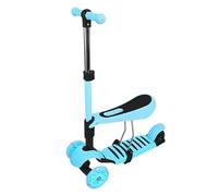 Patinete infantil 5 en 1 con cesta de dibujos animados extraíble, asiento de barra de empuje LED, ruedas grandes, cómodo respaldo, manillar ajustable en altura para niños pequeños y niñas a partir de