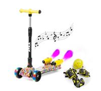 Patinete Infantil ATAA Shuttle lacasitos con Luces LED Vapor de Agua Bluetooth y Set de protección con Manillar Regulable y diseño Plegable