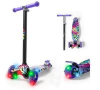 Patinete Infantil evolutivo 3 Ruedas ATAA Flash con Luces LED, Manillar Ajustable, Freno Trasero, Ruedas de PU Resistentes, Sistema de dirección por inclinación - de 3 a 9 años (Stars)